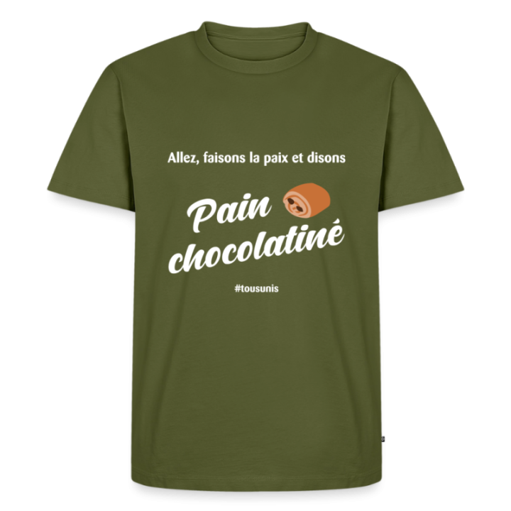 T-shirt premium homme - Pain au chocolat Vs Chocolatine - kaki - front