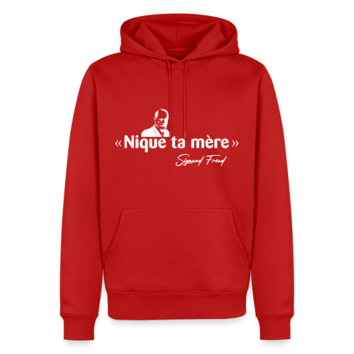 Sweat-shirt à capuche premium homme - Freud - rouge - front