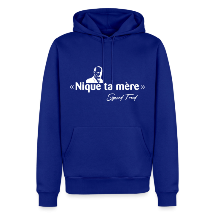 Sweat-shirt à capuche premium homme - Freud - bleu roi - front