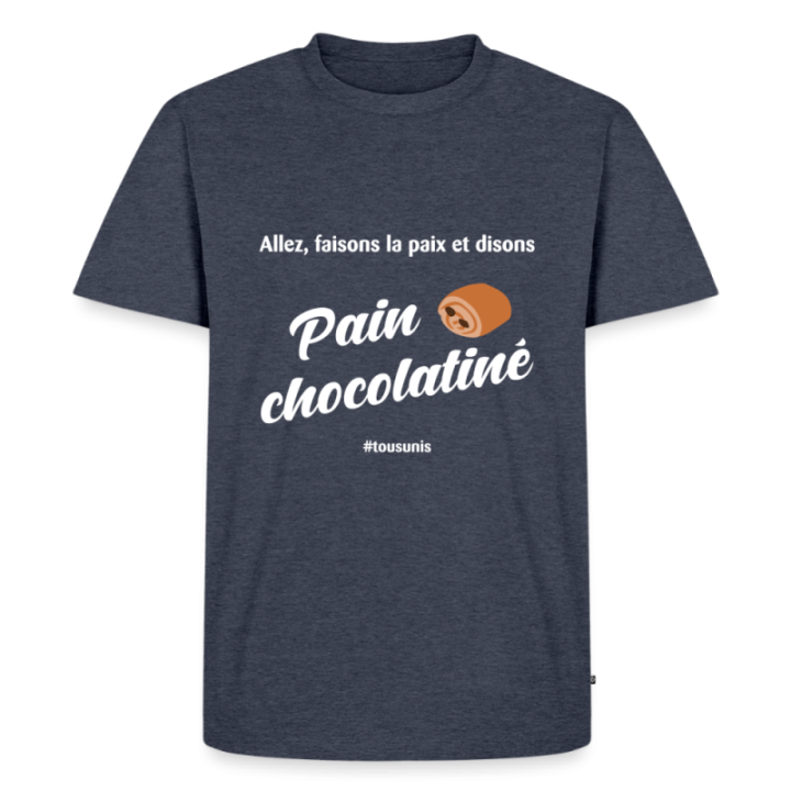 T-shirt premium homme - Pain au chocolat Vs Chocolatine - bleu jeans  - front
