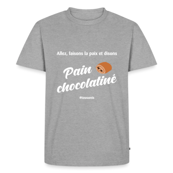 T-shirt premium homme - Pain au chocolat Vs Chocolatine - gris chiné - front