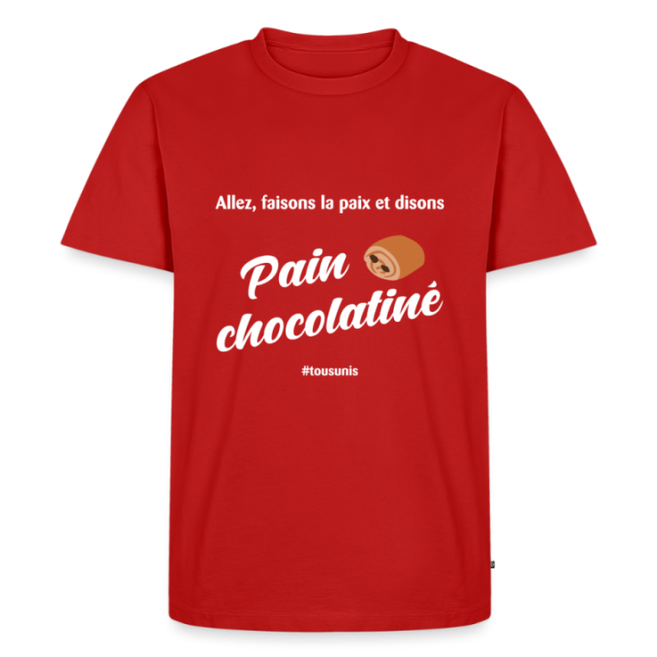 T-shirt premium homme - Pain au chocolat Vs Chocolatine - rouge - front