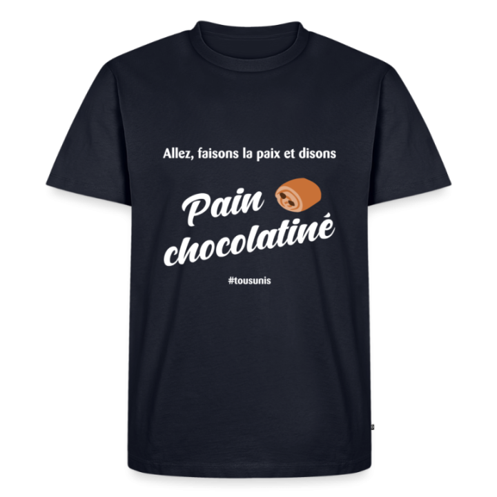 T-shirt premium homme - Pain au chocolat Vs Chocolatine - bleu marine - front
