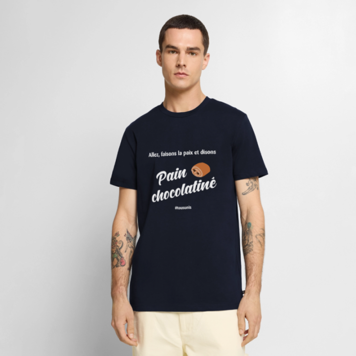 T-shirt premium homme - Pain au chocolat Vs Chocolatine - bleu marine - front