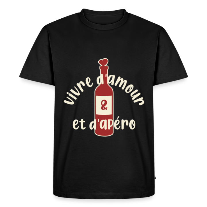 T-shirt premium homme - Vivre d'amour et d'apéro - noir - front
