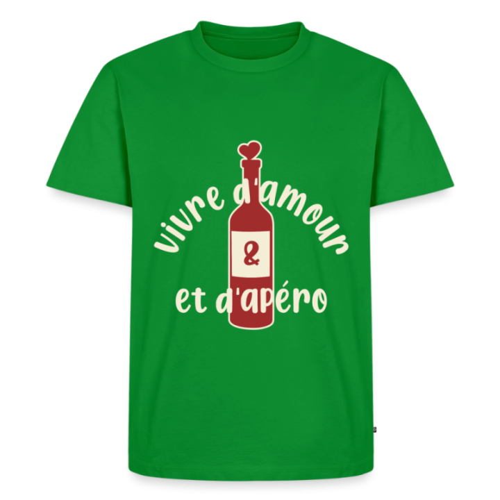 T-shirt premium homme - Vivre d'amour et d'apéro - vert - front