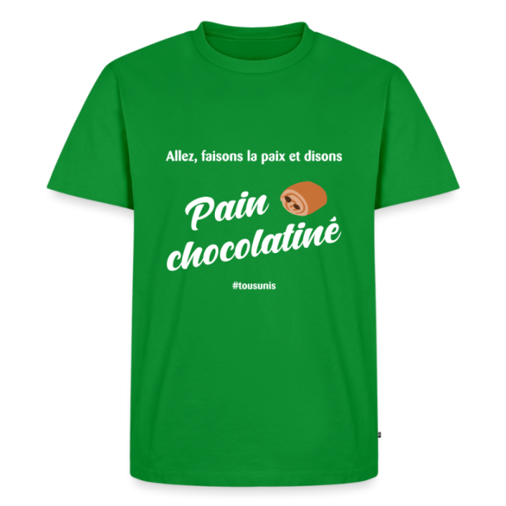 T-shirt premium homme - Pain au chocolat Vs Chocolatine - vert - front