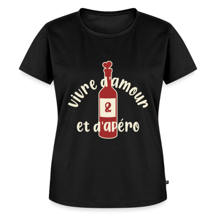 T-shirt premium femme - Vivre d'amour et d'apéro - noir - front