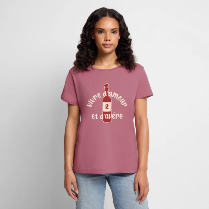T-shirt premium femme - Vivre d'amour et d'apéro - mauve - front