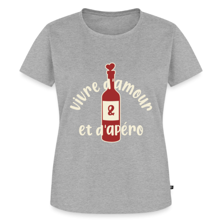 T-shirt premium femme - Vivre d'amour et d'apéro - gris chiné - front