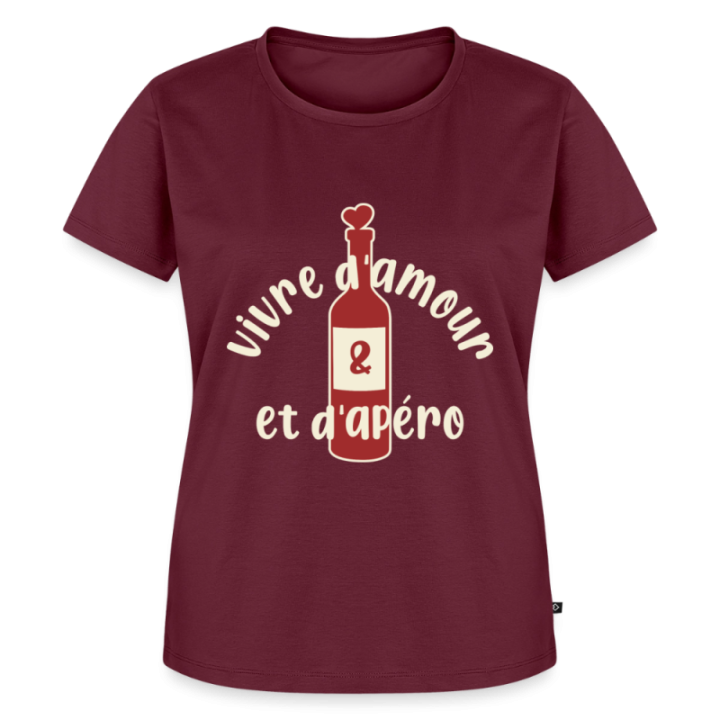 T-shirt premium femme - Vivre d'amour et d'apéro - bourgogne - front