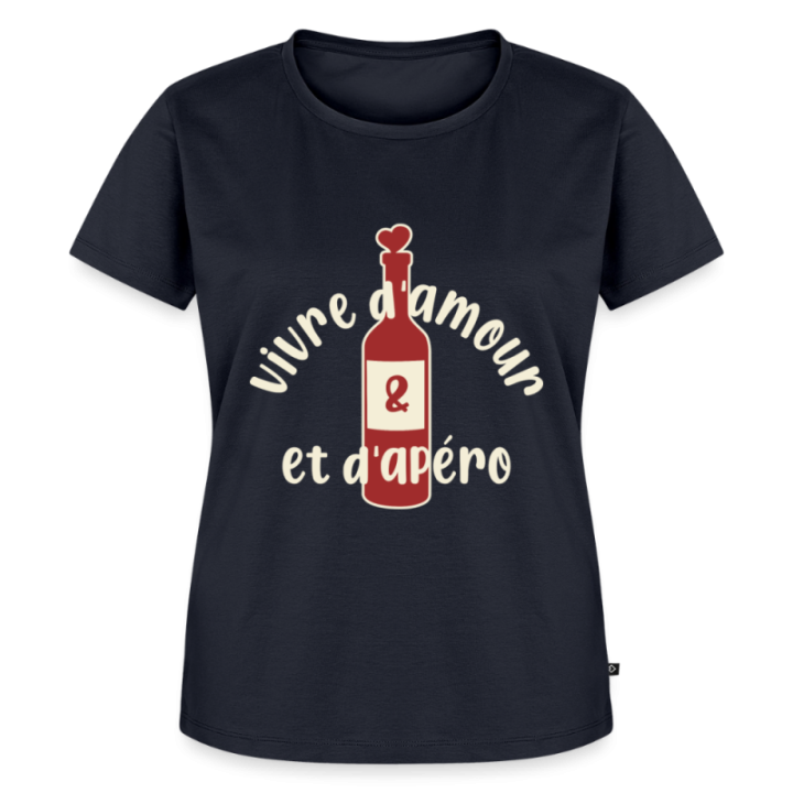 T-shirt premium femme - Vivre d'amour et d'apéro - bleu marine - front