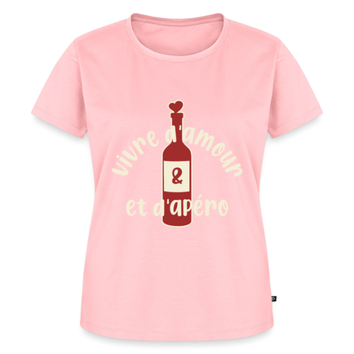 T-shirt premium femme - Vivre d'amour et d'apéro - rose - front