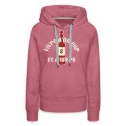 Sweat-shirt à capuche premium femme - Vivre d'amour et d'apéro - mauve - front