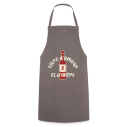 Tablier de cuisine - Vivre d'amour et d'apéro - gris - front