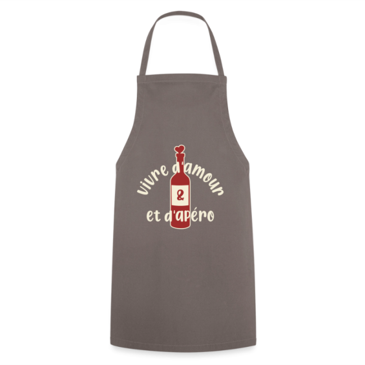 Tablier de cuisine - Vivre d'amour et d'apéro - gris - front