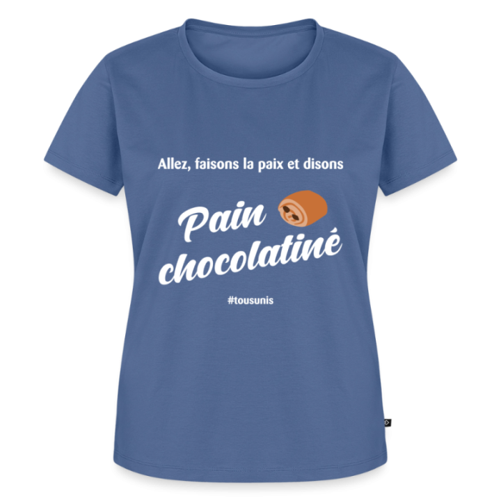 T-shirt premium femme - Pain au chocolat Vs Chocolatine - bleu pigeon - front