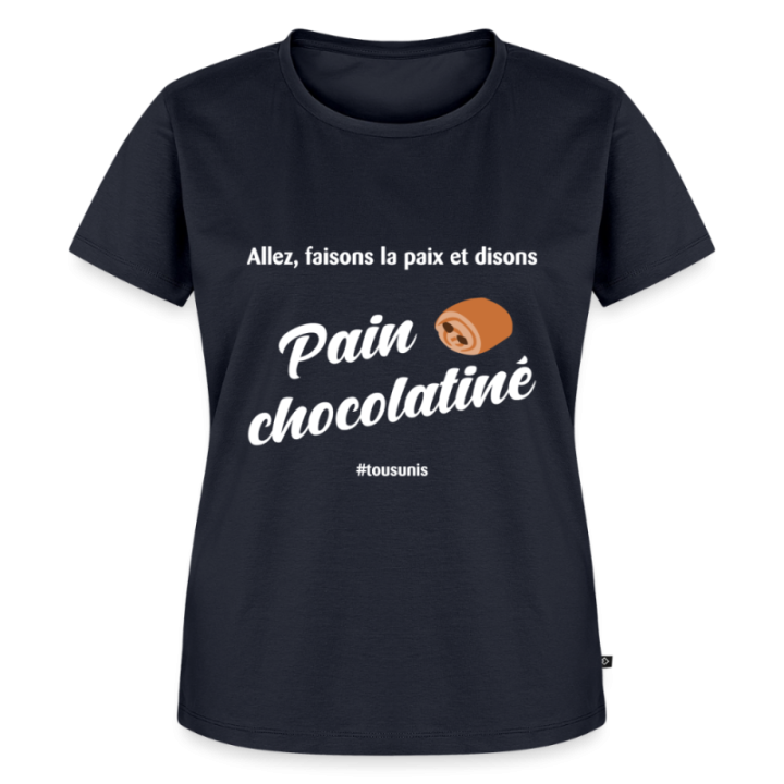 T-shirt premium femme - Pain au chocolat Vs Chocolatine - bleu marine - front