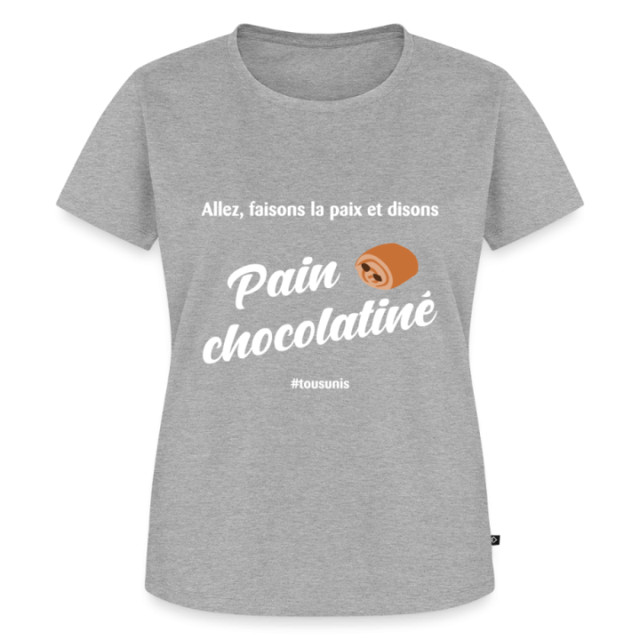T-shirt premium femme - Pain au chocolat Vs Chocolatine - gris chiné - front