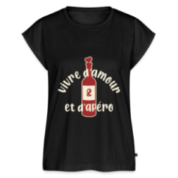 T-shirt à manches retroussées femme - Vivre d'amour et d'apéro