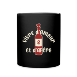 Mug uni - Vivre d'amour et d'apéro - noir - front