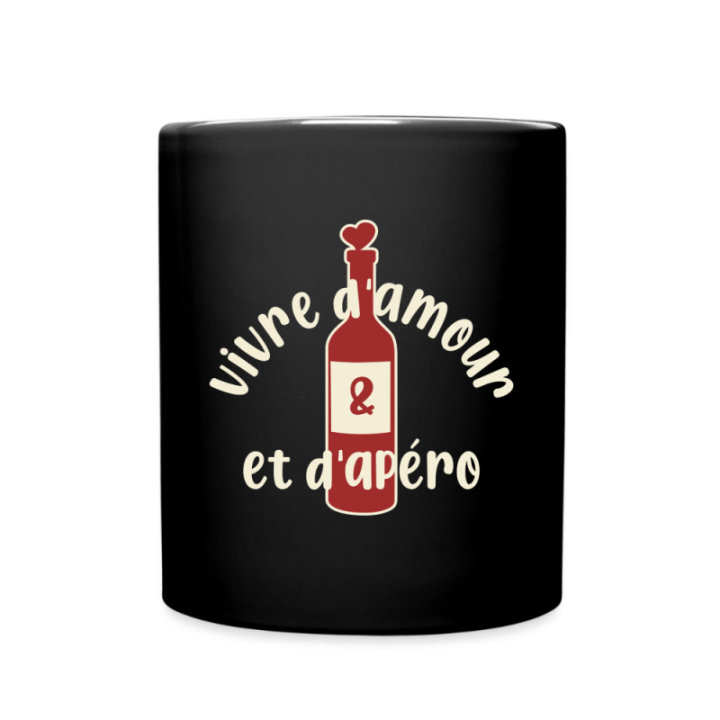 Mug uni - Vivre d'amour et d'apéro - noir - front