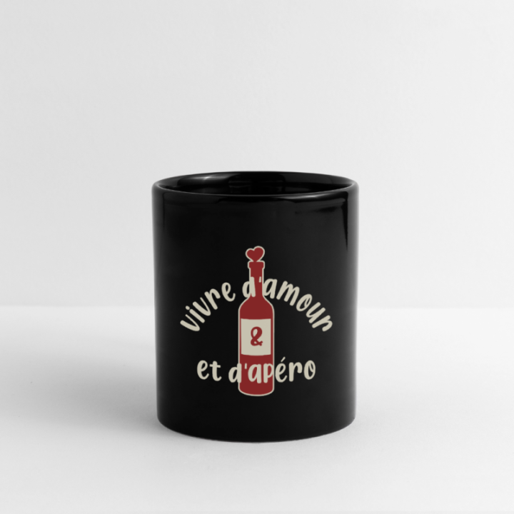 Mug uni - Vivre d'amour et d'apéro - noir - front
