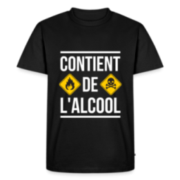 T-shirt premium homme - Contient de l'alcool - noir - front