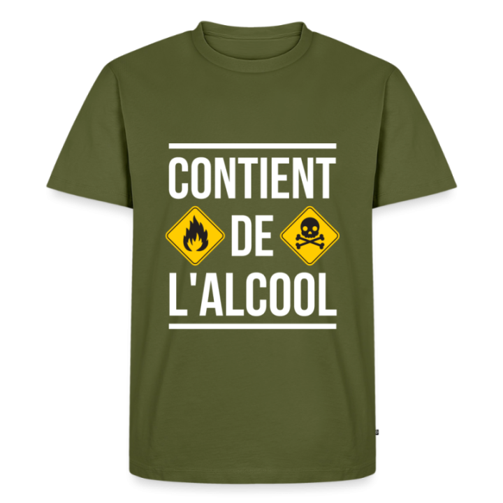 T-shirt premium homme - Contient de l'alcool - kaki - front