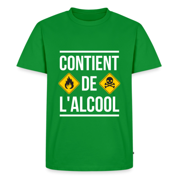 T-shirt premium homme - Contient de l'alcool - vert - front