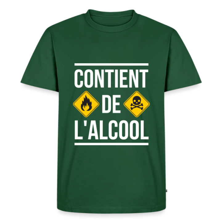 T-shirt premium homme - Contient de l'alcool - vert bouteille - front