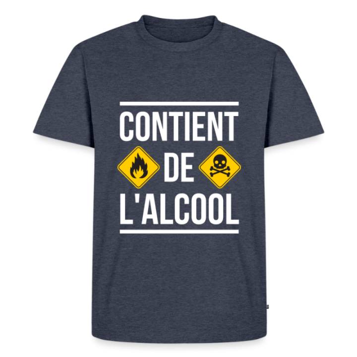 T-shirt premium homme - Contient de l'alcool - bleu jeans  - front