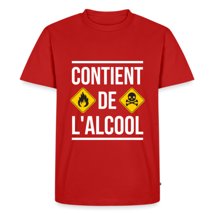 T-shirt premium homme - Contient de l'alcool - rouge - front