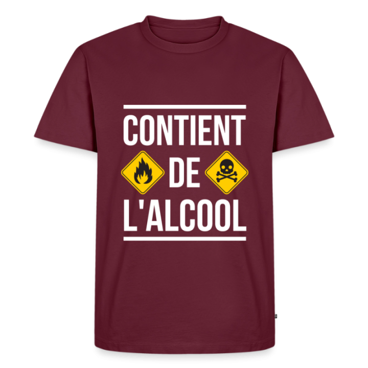 T-shirt premium homme - Contient de l'alcool - bourgogne - front