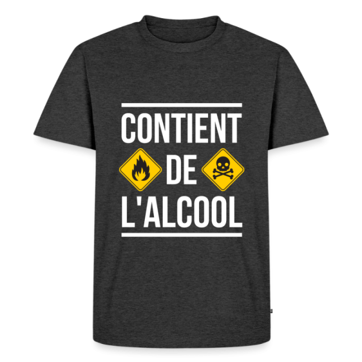 T-shirt premium homme - Contient de l'alcool - anthracite chiné - front
