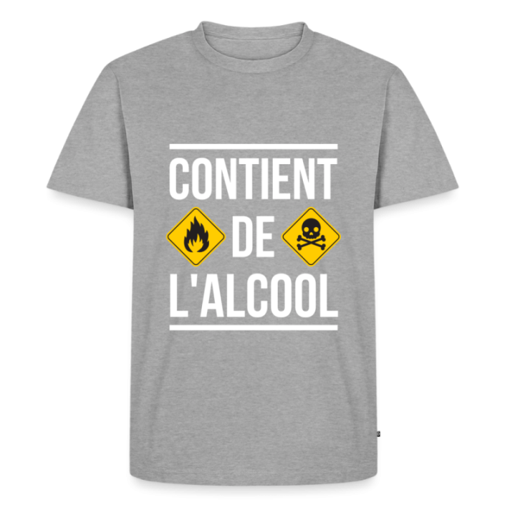 T-shirt premium homme - Contient de l'alcool - gris chiné - front