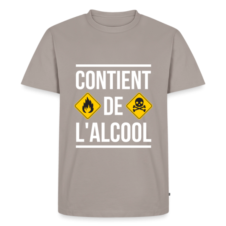 T-shirt premium homme - Contient de l'alcool - taupe - front