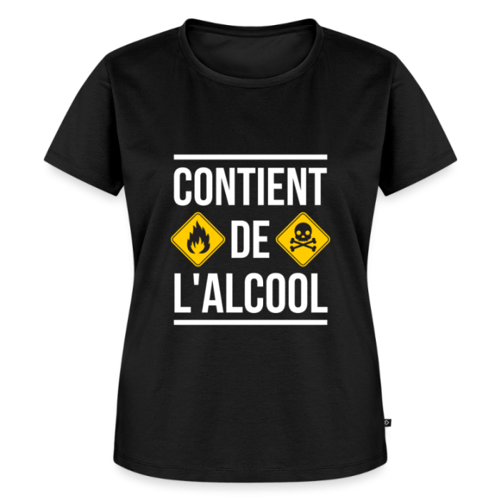 T-shirt premium femme - Contient de l'alcool - noir - front