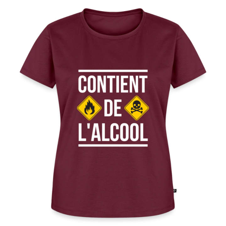 T-shirt premium femme - Contient de l'alcool - bourgogne - front