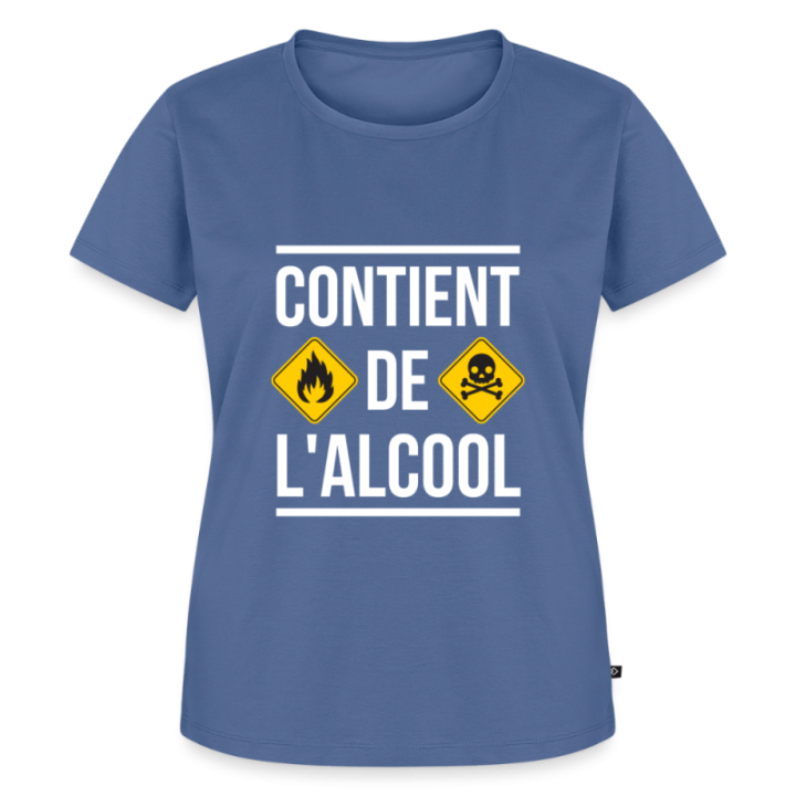 T-shirt premium femme - Contient de l'alcool - bleu pigeon - front