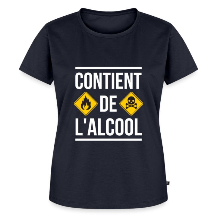 T-shirt premium femme - Contient de l'alcool - bleu marine - front