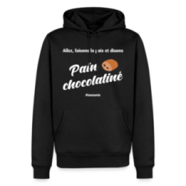 Sweat-shirt à capuche premium homme - Pain au chocolat Vs Chocolatine - noir - front