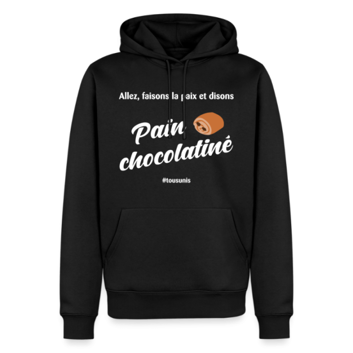 Sweat-shirt à capuche premium homme - Pain au chocolat Vs Chocolatine - noir - front