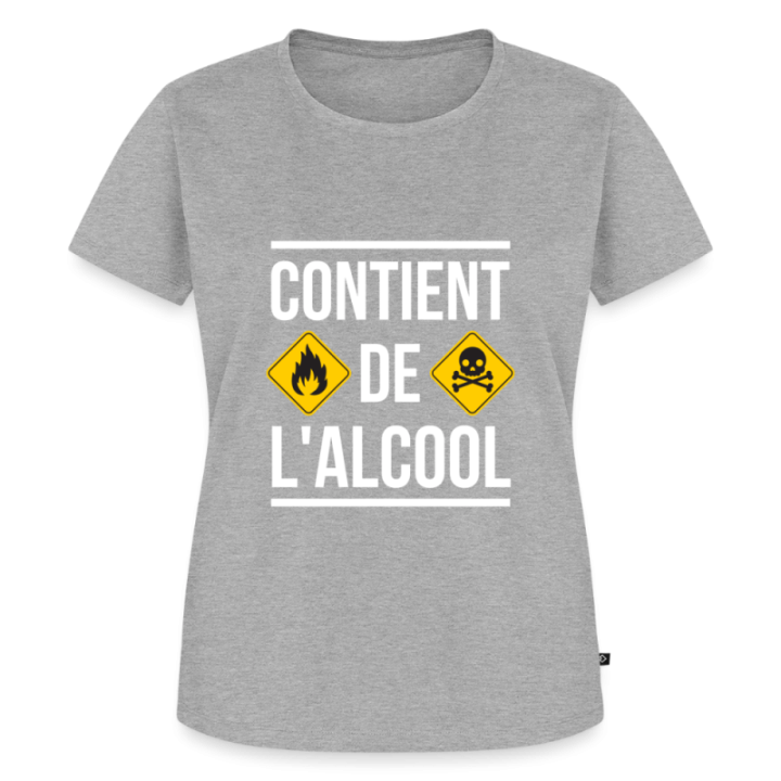 T-shirt premium femme - Contient de l'alcool - gris chiné - front
