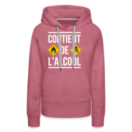 Sweat-shirt à capuche premium femme - Contient de l'alcool - mauve - front
