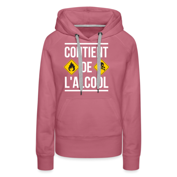 Sweat-shirt à capuche premium femme - Contient de l'alcool - mauve - front