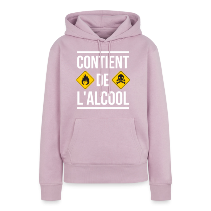 Sweat-shirt à capuche premium femme - Contient de l'alcool - rose poudré - front