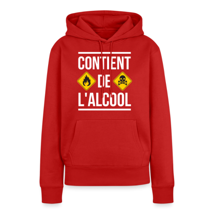 Sweat-shirt à capuche premium femme - Contient de l'alcool - rouge - front