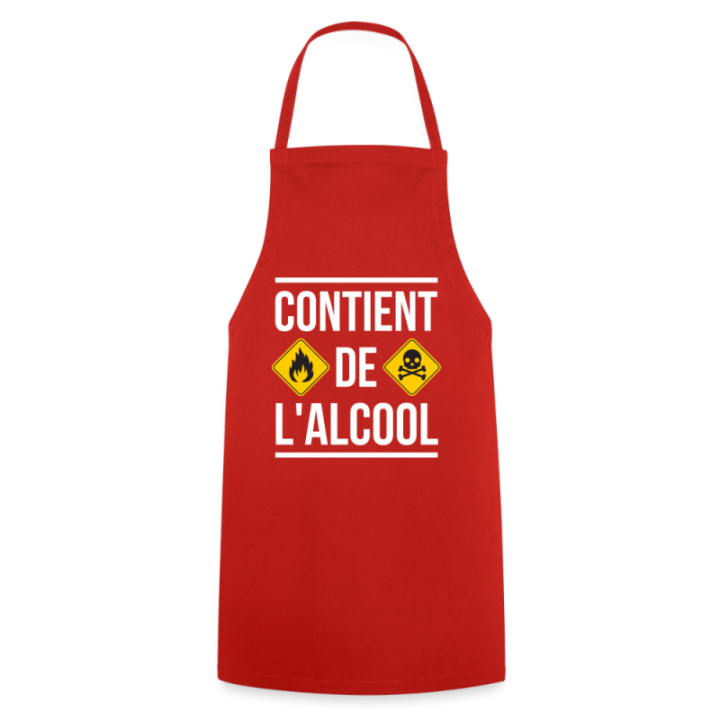 Tablier de cuisine - Contient de l'alcool - rouge - front