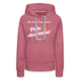 Sweat-shirt à capuche premium femme - Pain au chocolat Vs Chocolatine - mauve - front